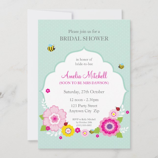 BRIDAL SHOWER INVITES :: garden flowers 2 (Front)