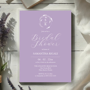 Bridal Shower Invites Purple Monogram