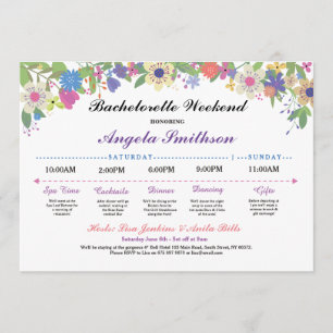 Bridal Shower Itinerary Bachelorette Purple Plan Invitation