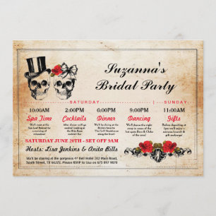 Bridal Shower Itinerary Bachelorette Skulls Plan Invitation