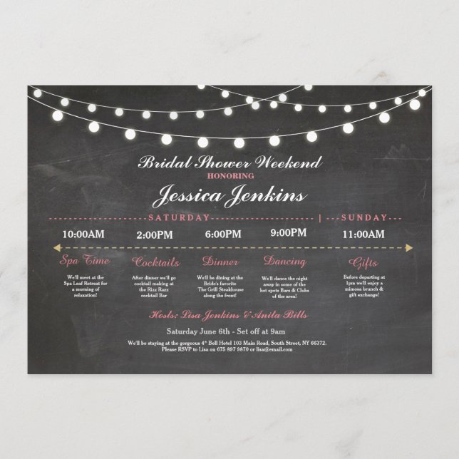 Bridal Shower Itinerary Chalk Pink Bachelorette Program (Front)