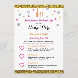 Bridal Shower Itinerary Champagne Invitation
