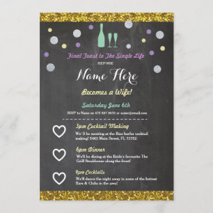 Bridal Shower Itinerary Champagne Invitation