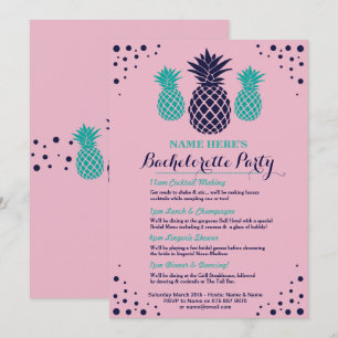 Bridal Shower Itinerary Pineapple Aloha Invite