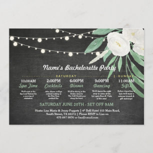 Bridal Shower Itinerary White Flower Rustic Lights Invitation