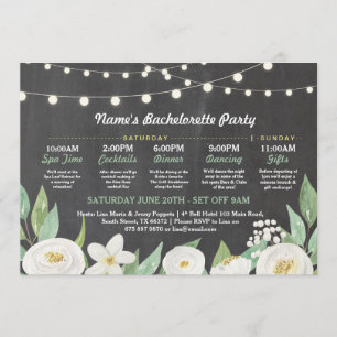 Bridal Shower Itinerary White Flower Rustic Lights Invitation