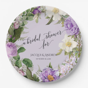 Bridal Shower Ivory n Lavender Ivory Peony Wreath Paper Plate