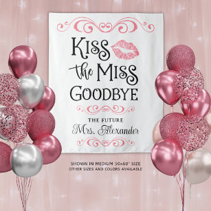 Bridal Shower Kiss The Miss Goodbye Custom Colors Tapestry