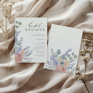 Bridal Shower Lavender & Eucalyptus Watercolor Invitation