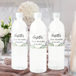 Bridal Shower lavender florals eucalyptus Water Bo Bottle Label