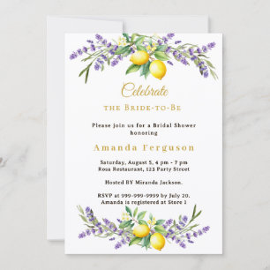 Bridal Shower lavender florals lemons Invitation