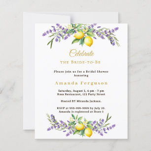 Bridal Shower lavender florals lemons invitation