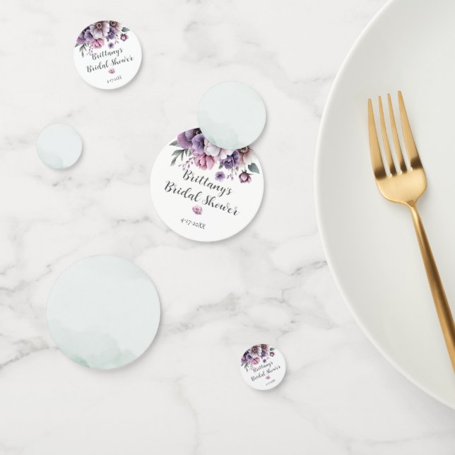 Bridal Shower Lavender & Green Floral Confetti (Group)