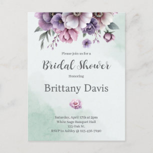 Bridal Shower Lavender & Green Floral Postcard