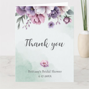 Bridal Shower Lavender & Green Floral Thank You Card