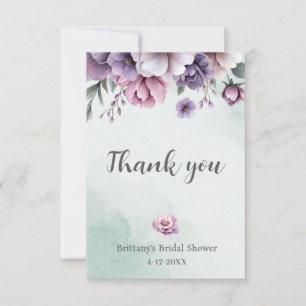 Bridal Shower Lavender & Green Floral  Thank You Card