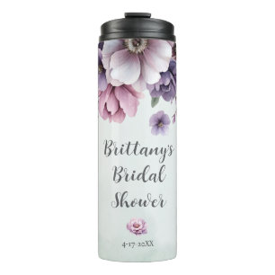 Bridal Shower Lavender & Green Floral  Thermal Tumbler