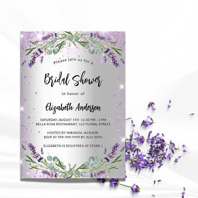 Bridal Shower lavender silver eucalyptus floral Invitation (Creator Uploaded)