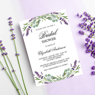 Bridal shower lavender violet greenery invitation