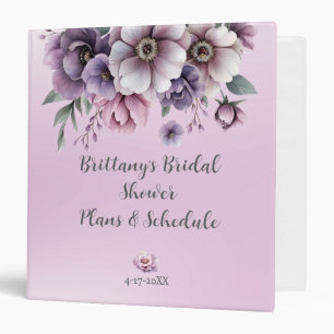 Bridal Shower Lavender Watercolor Floral Binder