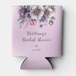 Bridal Shower Lavender Watercolor Floral  Can Cooler