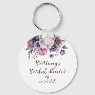 Bridal Shower Lavender Watercolor Floral Keychain