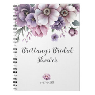 Bridal Shower Lavender Watercolor Floral Notebook