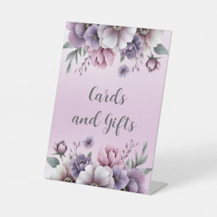 Bridal Shower Lavender Watercolor Floral  Pedestal Sign