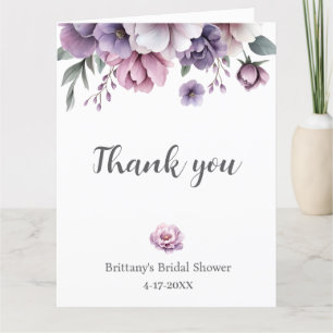 Bridal Shower Lavender Watercolor Floral  Thank You Card