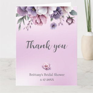 Bridal Shower Lavender Watercolor Floral Thank You Card