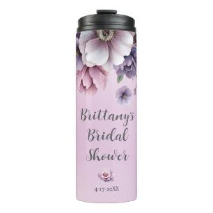 Bridal Shower Lavender Watercolor Floral Thermal Tumbler