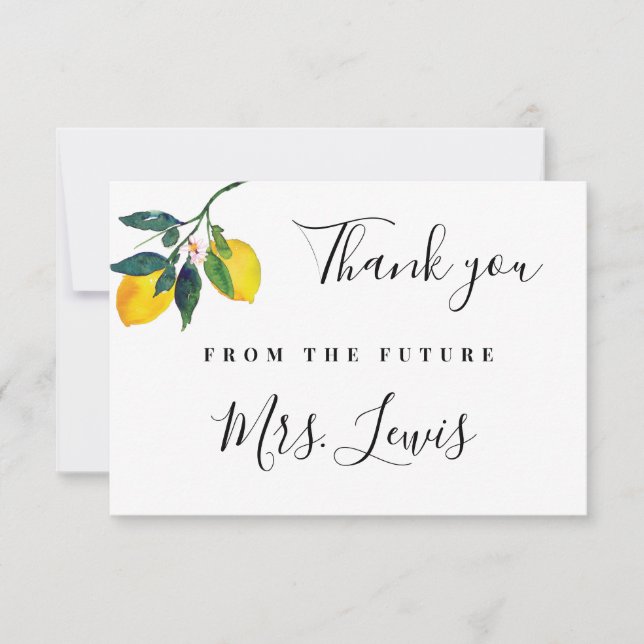 Bridal Shower Lemon Thank You Card (Front)