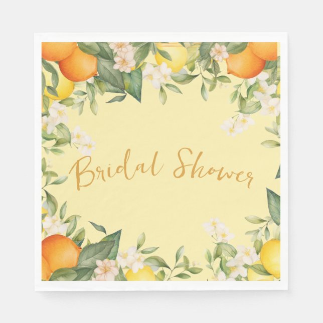 Bridal Shower Lemons Oranges Citrus Floral  Napkin (Front)