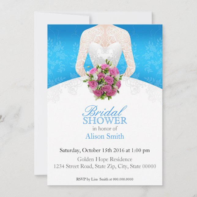 Bridal Shower light blue invitation (Front)