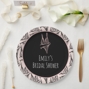 Bridal Shower Lingerie Party Pink Pattern Paper Plate