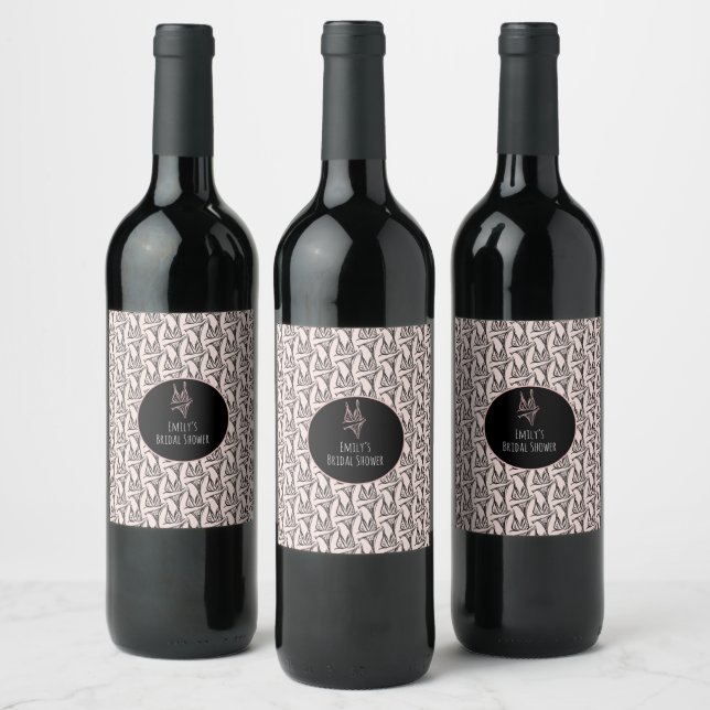 Bridal Shower Lingerie Party Pink Pattern    Wine Label (Bottles)