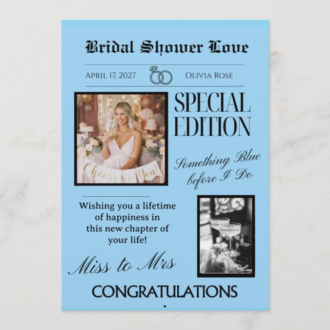 BRIDAL SHOWER LOVE CARD (+Download option) (Front)