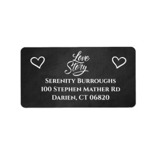 Bridal Shower Love Hearts Black Chalkboard Wedding Label