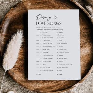 Bridal Shower Love Songs Movie Trivia Game Card