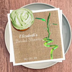 Bridal Shower Lucky Bamboo Burlap Personalized Napkin