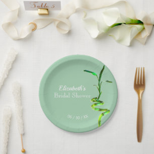 Bridal Shower Lucky Bamboo Pastel Yellow Template Paper Plate