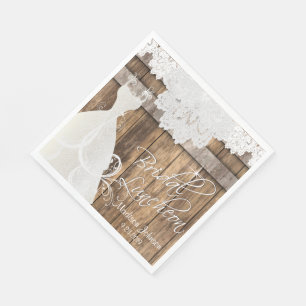 Bridal Shower Luncheon - Rustic Barn Wood Design Napkin