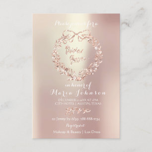 Bridal Shower Lux Floral Wreath Pearl Pink Rose Invitation