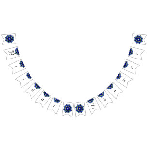 Bridal shower. Mandala in dark blue Bunting Flags