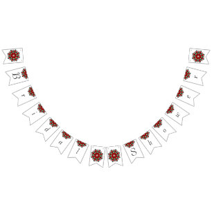 Bridal shower. Mandala in red Bunting Flags