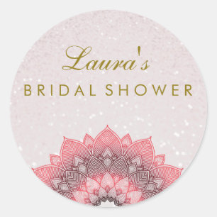 Bridal Shower Mandala Lotus Flower Swirl Classic Round Sticker