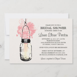 Bridal Shower Mason Jar and Wildflowers Invitation
