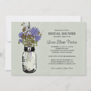 Bridal Shower Mason Jar and Wildflowers Invitation