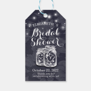 Bridal Shower Mason Jars & String Lights Navy Blue Gift Tags