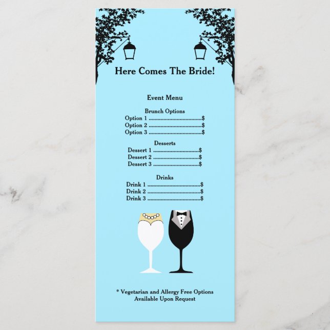 Bridal Shower Menu Rackcard (Front)